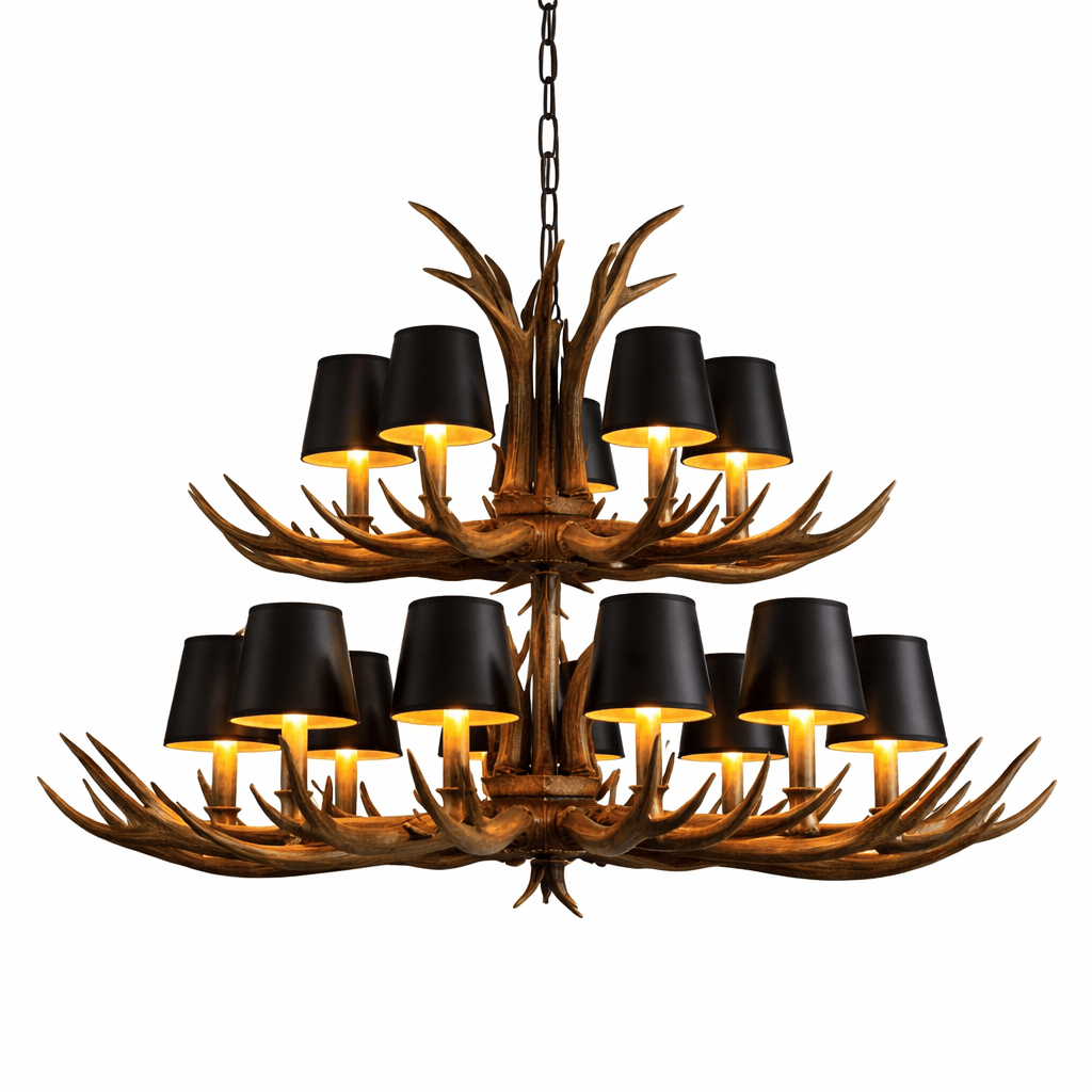 Antler Chandelier – Black & Gold Dining Room Pendant Light