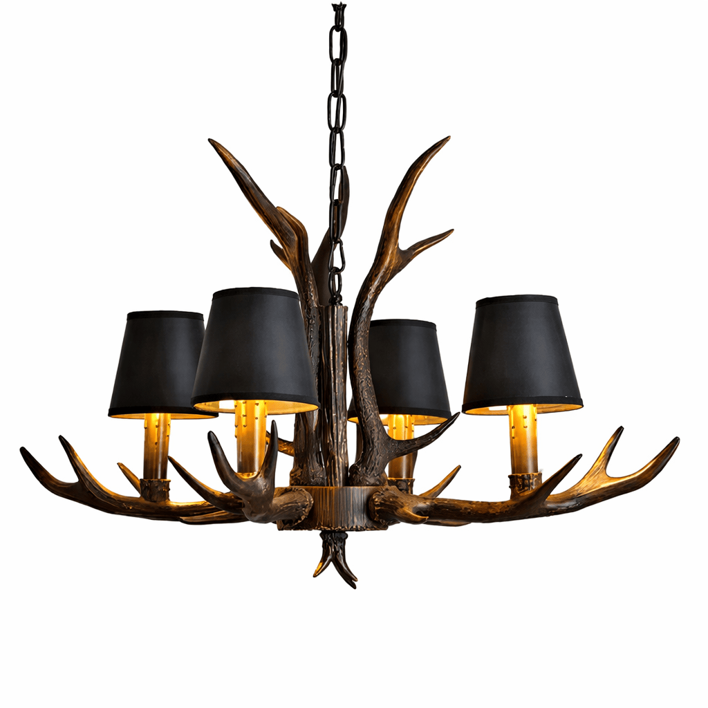 Antler Chandelier – Black & Gold Dining Room Pendant Light