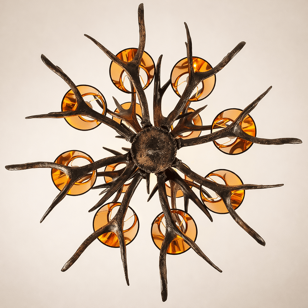 Antler Chandelier – Black & Gold Dining Room Pendant Light