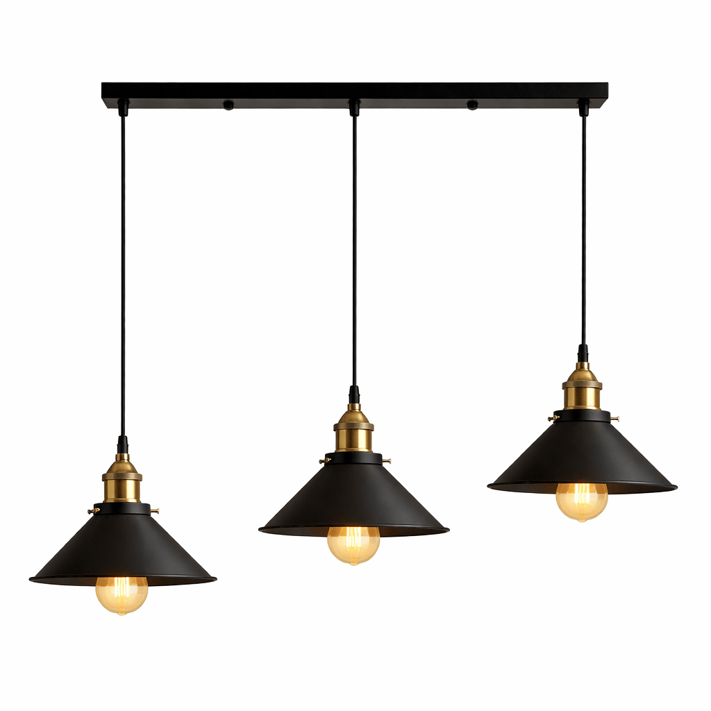 Black Hanging Pendant Light – Industrial Vintage Ceiling Lamp