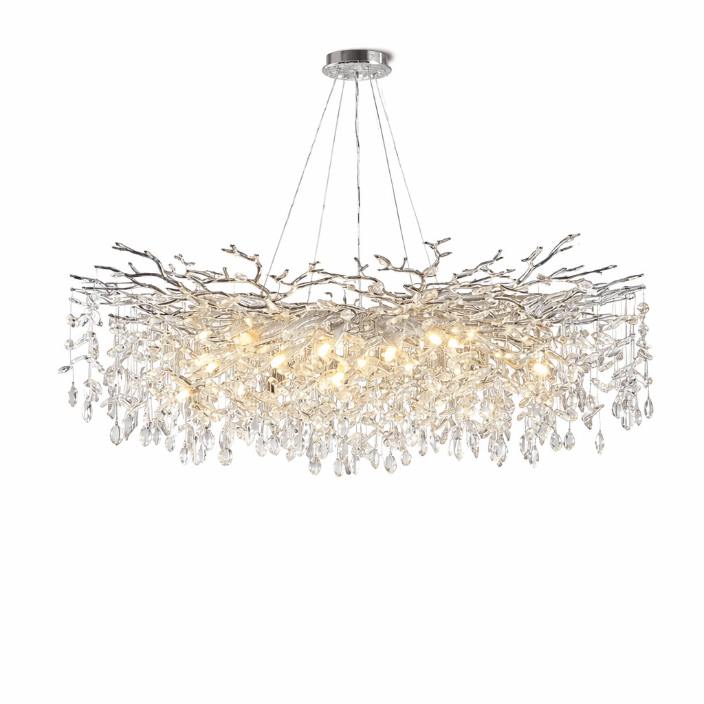 Dining Room Crystal Chandelier – Modern Adjustable LED Ceiling Light