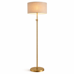 Gold Floor Lamp – Adjustable Modern Standing Lamp with Fabric Shade