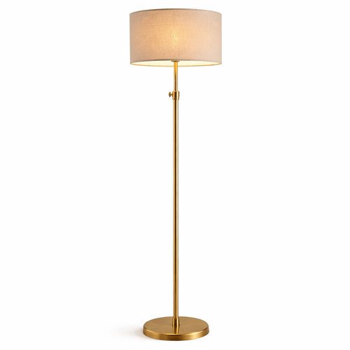 Gold Floor Lamp – Adjustable Modern Standing Lamp with Fabric Shade
