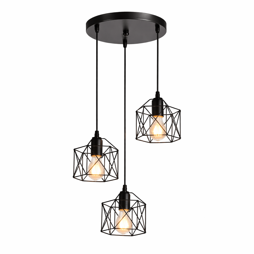 Hanging Lights for Kitchen – Triple Industrial Pendant Light