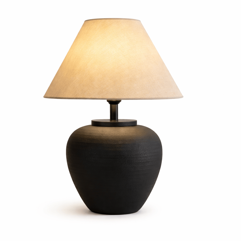 Large Table Lamp – Modern Ceramic Bedside Lamp with Fabric Shade