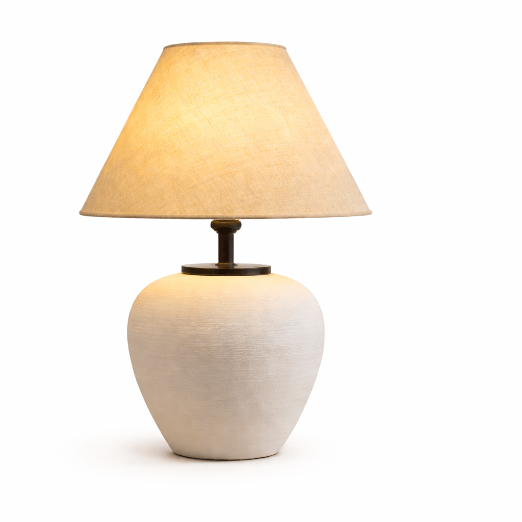 Large Table Lamp – Modern Ceramic Bedside Lamp with Fabric Shade