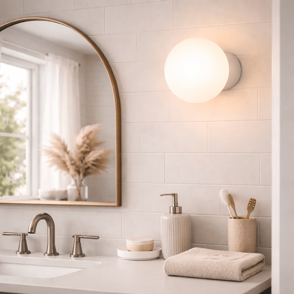 Modern Bathroom Wall Light – Round Glass LED Wall Lamp