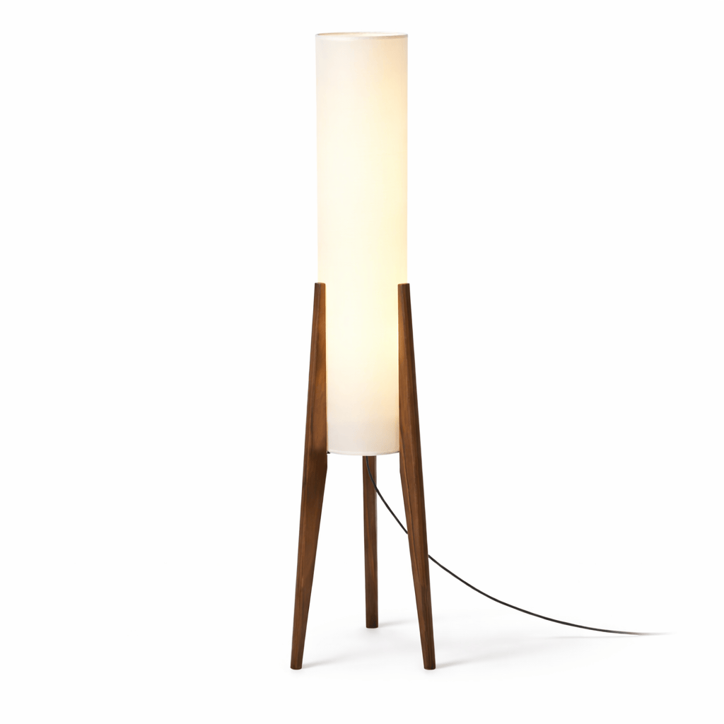 Modern Japanese Floor Lamp – Wooden Fabric Standing Lamp