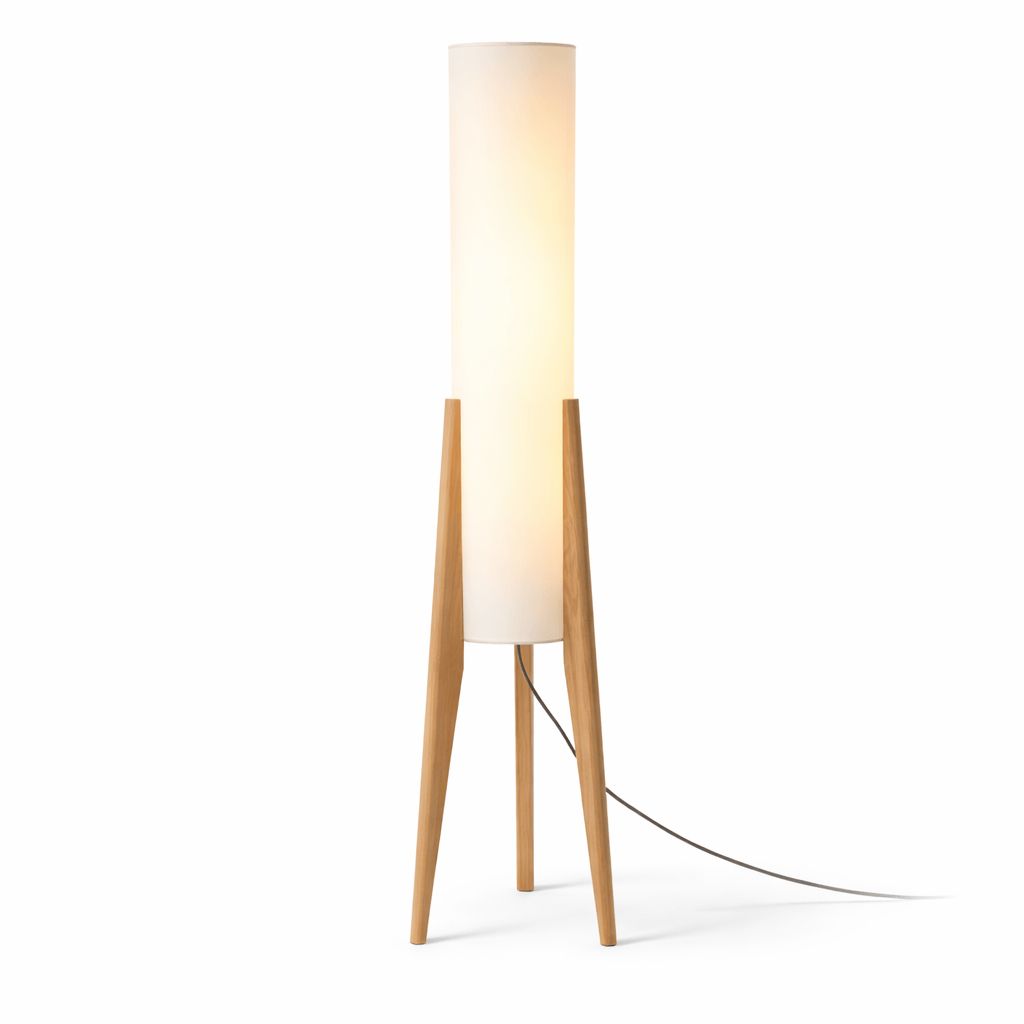 Modern Japanese Floor Lamp – Wooden Fabric Standing Lamp