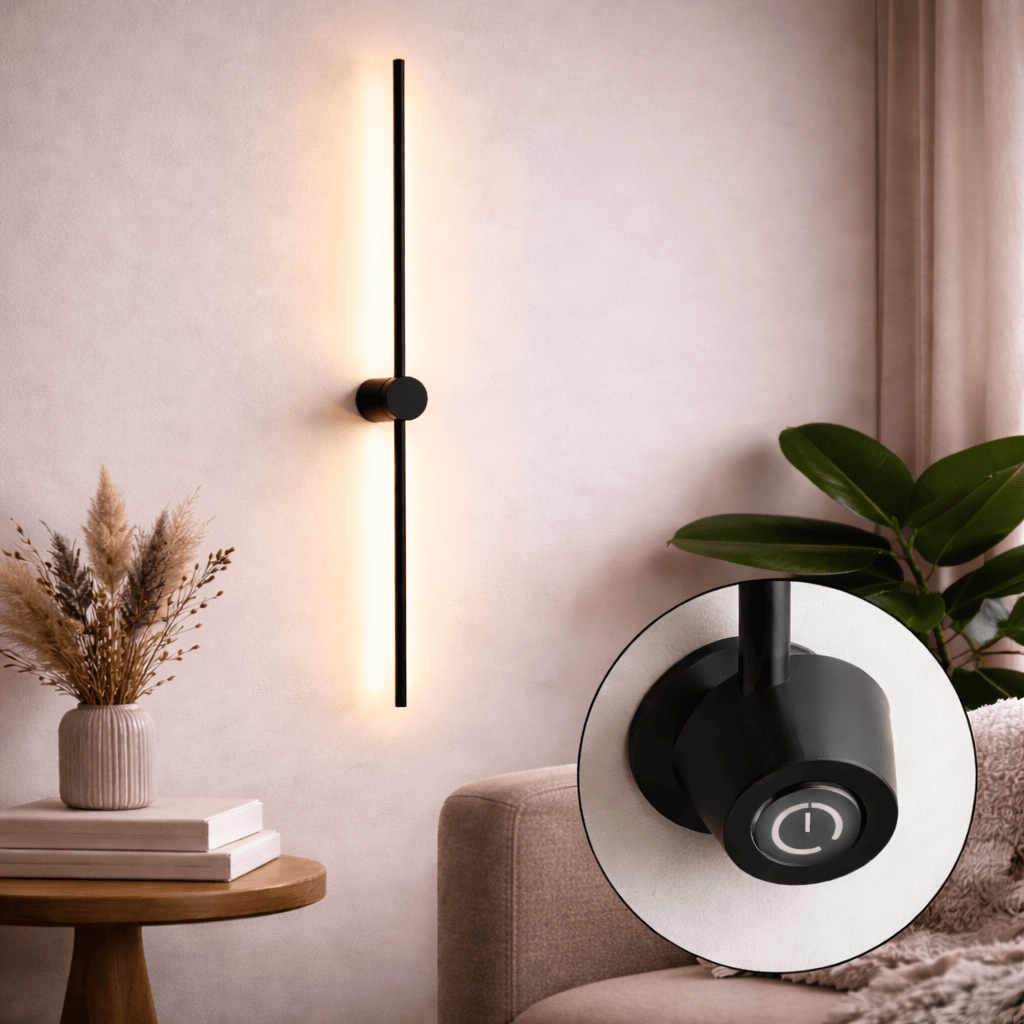 Modern LED Wall Sconce Lighting – Slim Black Touch Dimming