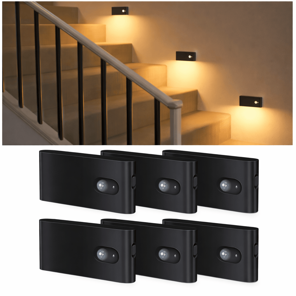 Motion Sensor Stair Lights – Rechargeable LED Step Lights (Pack of 6)