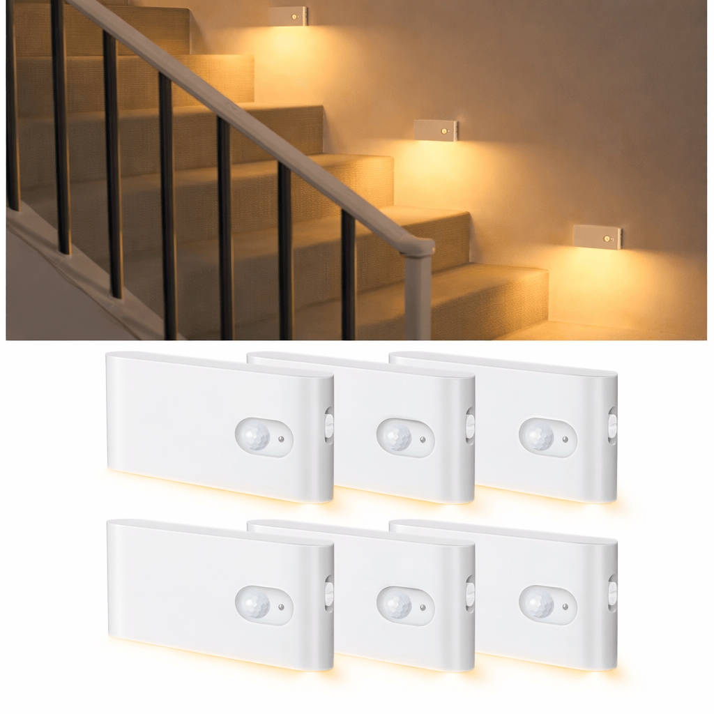 Motion Sensor Stair Lights – Rechargeable LED Step Lights (Pack of 6)
