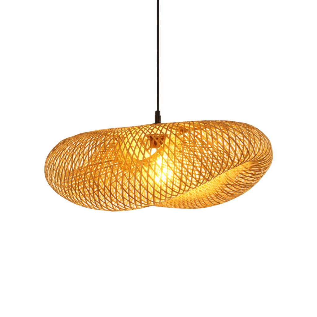 Rattan Chandelier Pendant Light – Handmade Bamboo Ceiling Fixture