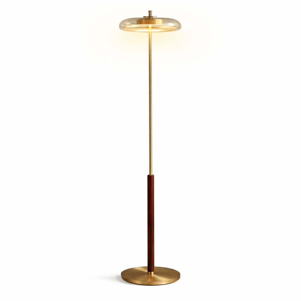 Retro Glass Floor Lamp – Modern Vintage LED Standing Light with Clear Shade