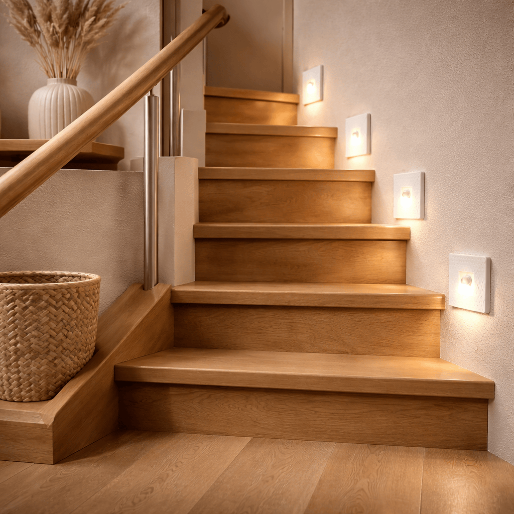 Square LED Stair Lights - Motion Sensor Recessed Step Light