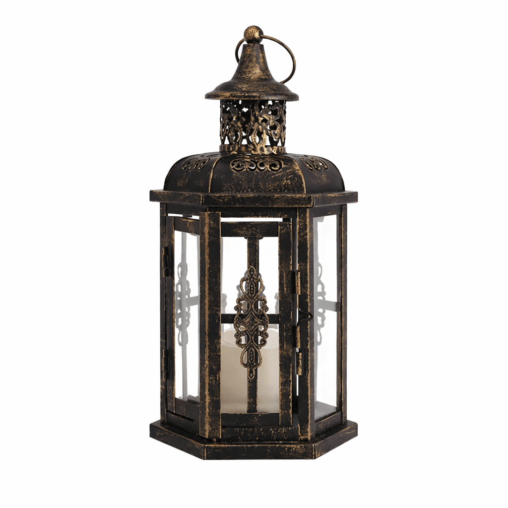 Vintage Decorative Candle Lantern – Metal & Glass