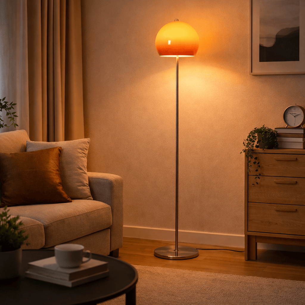 Vintage Floor Lamp with Glass Shade – Modern Decorative Standing Light
