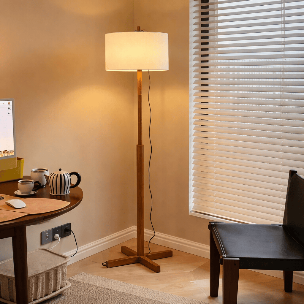 Wooden Floor Lamp – Japanese Wabi-Sabi Mid Century Standing Light