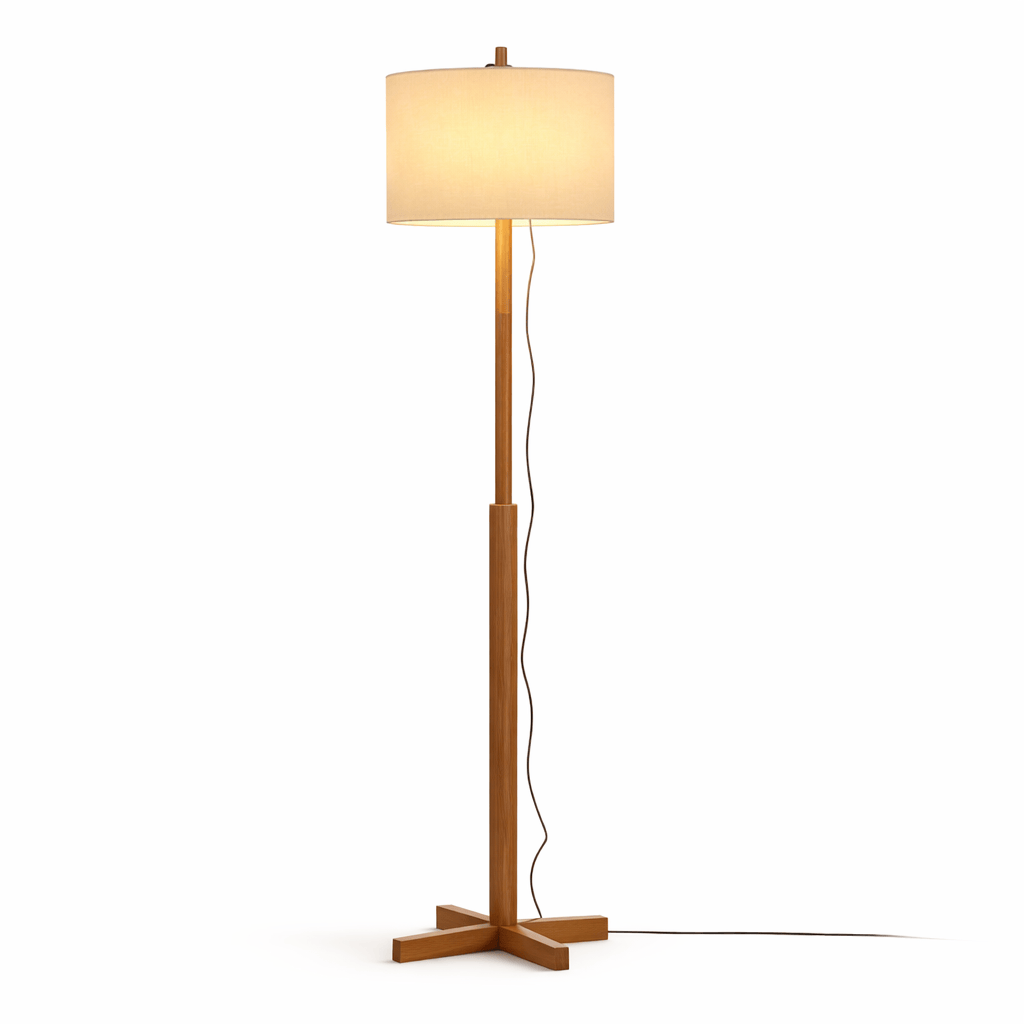 Wooden Floor Lamp – Japanese Wabi-Sabi Mid Century Standing Light